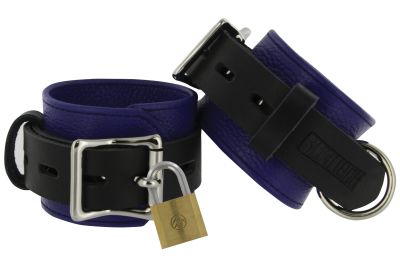 Strict Leather Blue and Black Deluxe Locking Cuffs